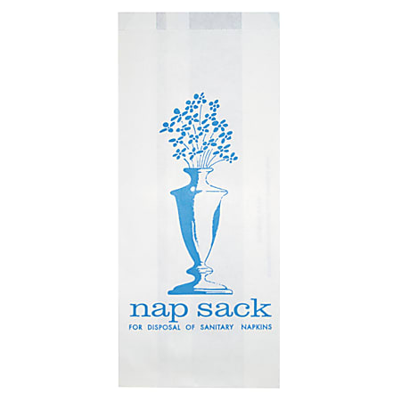 Bagcraft Nap Sack Sanitary Disposal Bags, 9"H x 4"W x 2"D, White, Pack Of 1,000 Bags