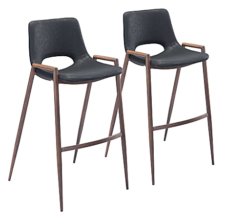 Zuo Modern Desi Bar Chairs, Brown/Black, Set Of 2 Chairs