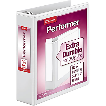 Cardinal XtraValue ClearVue Slant-D Ring Binder, 8 1/2" x 11", White