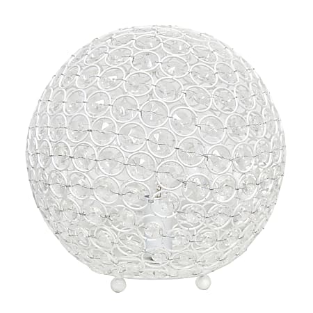 Lalia Home Elipse Glamorous Crystal Orb Table Lamp, 10"H, White