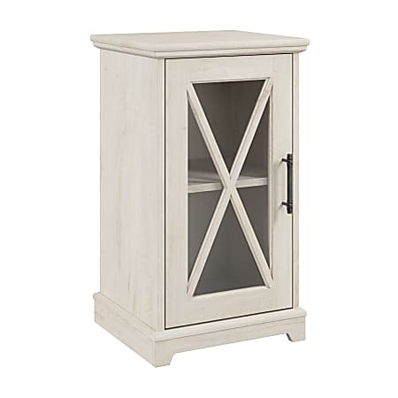 Bush® Furniture Lennox Small Farmhouse End Table With Storage, 30”H x 17-3/16”W x 15-11/16”D, Linen White Oak, Standard Delivery