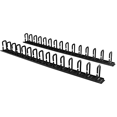 StarTech.com Vertical Cable Organizer with D-Ring Hooks - Vertical Cable Management Panel - 0U - 6 ft. - Black - 2 Pack - 40U Rack Height - Steel
