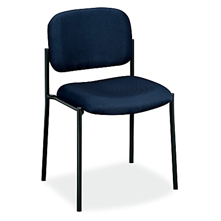 HON® Fabric Stacking Guest Chair With Leg Base, Black/Navy Blue
