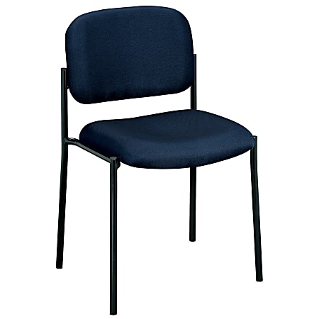 HON® Fabric Stacking Guest Chair With Leg Base, Black/Navy Blue