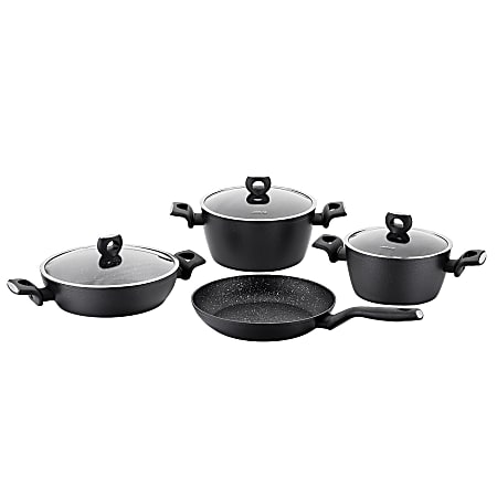 Korkmaz Nora 7-Piece Aluminum Nonstick Cookware Set, Black