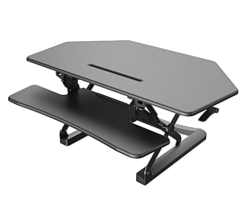 FlexiSpot M2 Height Adjustable Standing Desk Riser With Removable Keyboard  Tray 19 34 H x 35 W x 23 14 D Black - Office Depot