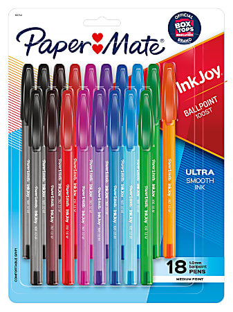 Paper Mate InkJoy 100ST Ballpoint Pens, Medium Point (1.0mm), Assorted Colors, 18 Count