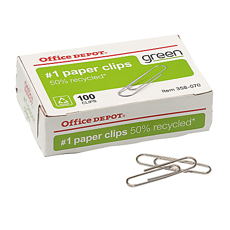 Office Depot® Brand Smooth Paper Clips, Box Of 100, Jumbo, Silver