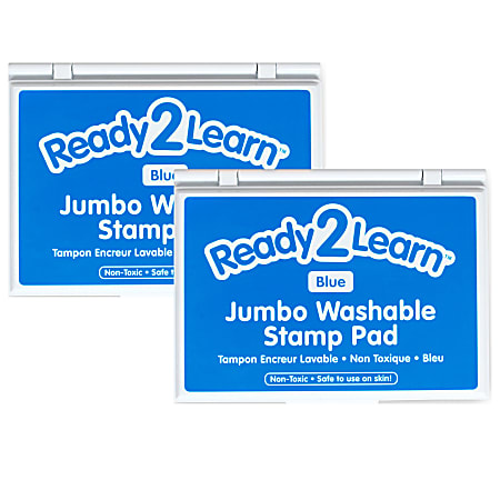 Ready 2 Learn Jumbo Washable Stamp Pads, 4-15/16” x 6-3/4”, Blue, Pack Of 2 Pads