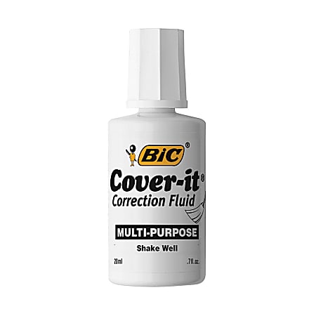BIC® Cover-It™ Correction Fluid, 20 mL, White, Pack Of 12