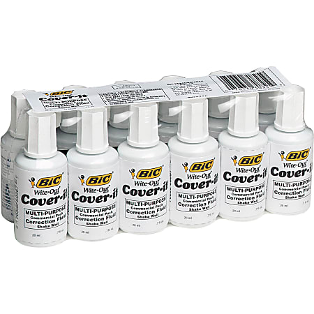BIC Cover It Correction Fluid 20 mL White Pack Of 12 - Office Depot