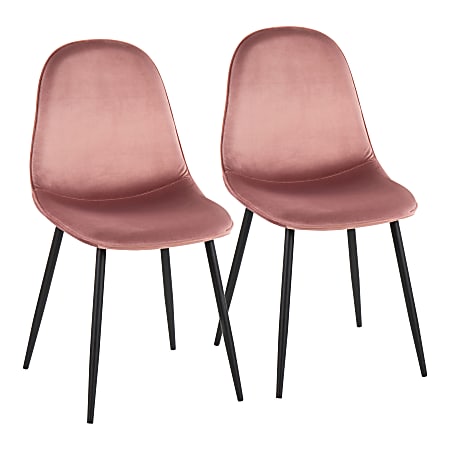 LumiSource Pebble Dining Chairs, Pink/Black, Set Of 2 Chairs