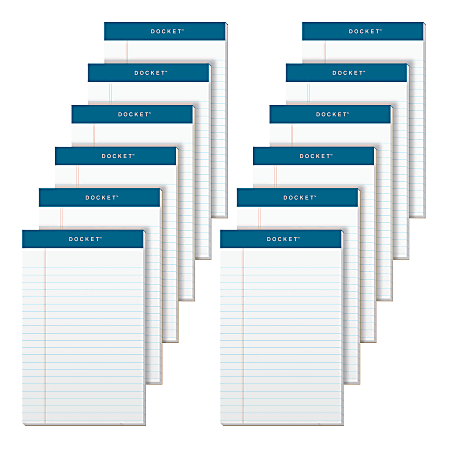 TOPS™ Double Docket™ Writing Pads, 5" x 8", Narrow Ruled, 50 Sheets, White, Pack Of 12 Pads