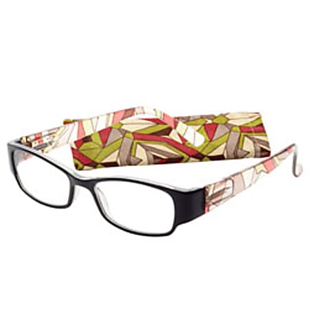 ICU Reading Eyewear, Translucent Prism Pattern Temples, Red, +1.50