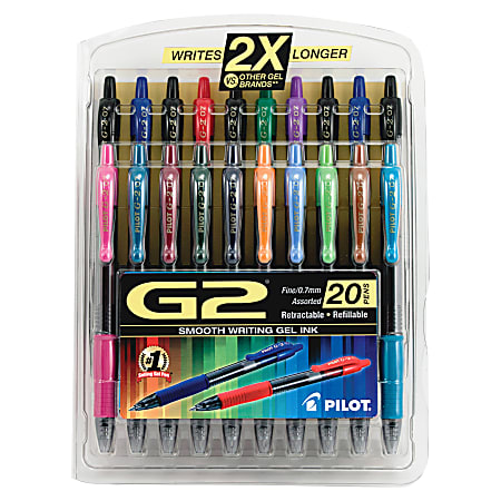 Pilot G2 Retractable Gel Pens, Fine Point, 0.7