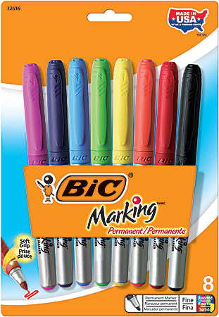 BIC® Mark-it™ Permanent Markers, Assorted Ink Colors, Pack Of 8 Markers