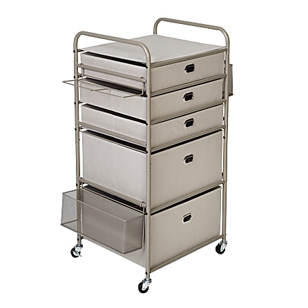 Honey Can Do Wrapping Paper Storage Cart, 5 Drawers, 37” x 15-5/16”, Clear