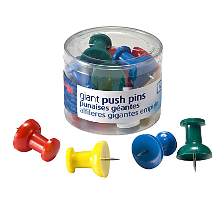 OIC® Giant Pushpins, Assorted Colors, Pack Of 12