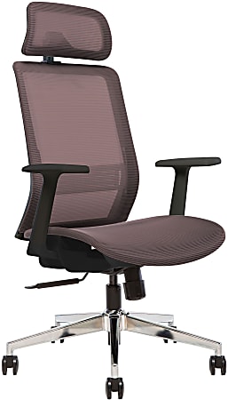 Sinfonia Sing Ergonomic Mesh High-Back Task Chair, Fixed T-Arms, Headrest, Copper/Black