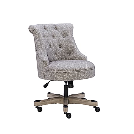 Linon Dallas Fabric Mid-Back Home Office Chair, Light Grey/Dark Walnut