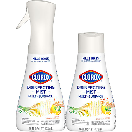 Clorox Disinfecting Mist Sanitizing And Antibacterial Disinfectant Spray, 16 Oz, Lemon And Orange Blossom