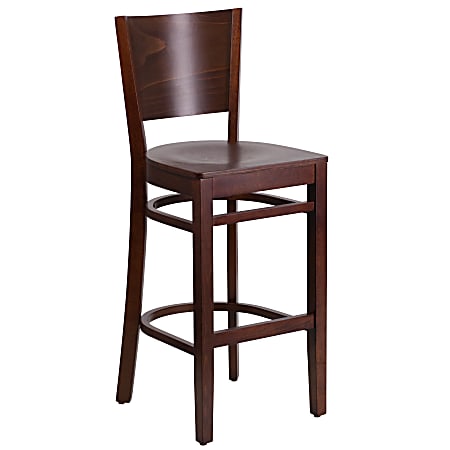 Flash Furniture Wooden Restaurant Barstool With Solid Back, Walnut