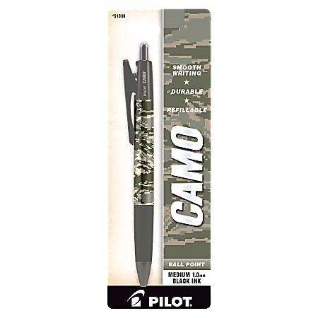 SKILCRAFT® Camo Ballpoint Pen, Air Force, Medium Point, 1.0 mm, Black/Camo Barrel, Black Ink