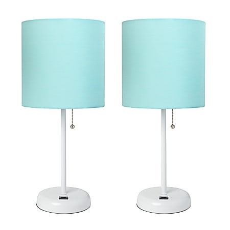 LimeLights Stick Lamps, 19-1/2"H, Aqua Shade/White Base, Set Of 2 Lamps