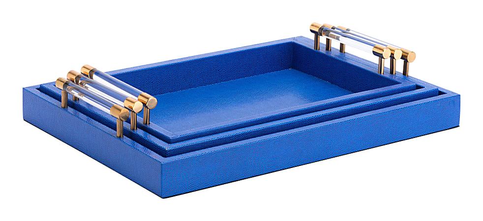 Zuo Modern Gela Trays, Blue, Set Of 3 Trays
