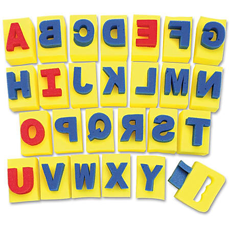 ChenilleKraft Paint-Handle Sponge Capital A-Z Letters, 2"H x 3"W x 2 1/2"D, Yellow/Blue/Red