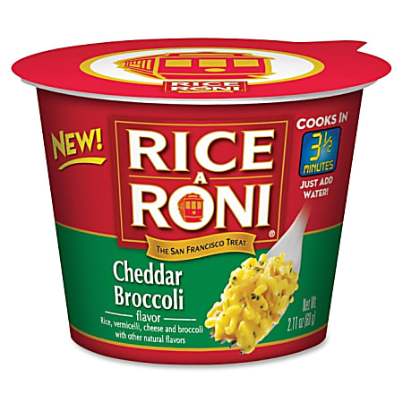 Rice-A-Roni Foods Single Serve Cup - Microwavable - Cheddar Broccoli - 1 Serving Cup - 2.11 oz - 12 / Carton