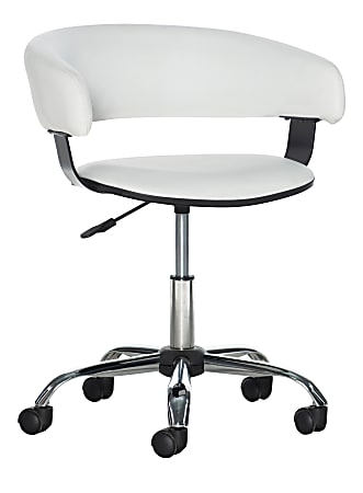 Powell Low-Back Faux Leather Gas-Lift Desk Chair, White