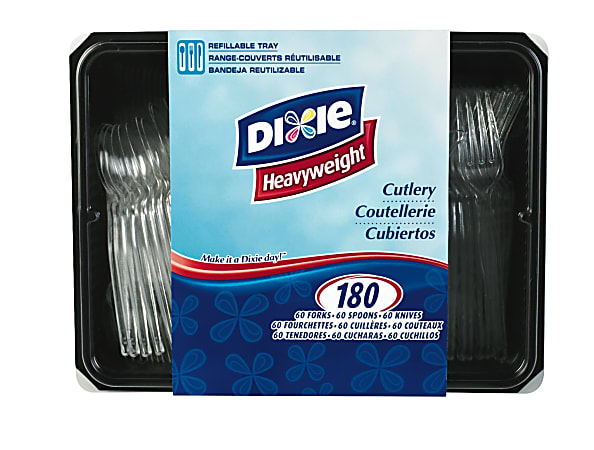 Dixie® Plastic Utensils, Heavy-Weight Cutlery Variety Pack, Clear, Box Of 180 Utensils