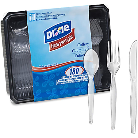 Dixie Plastic Utensils Heavy Weight Cutlery Variety Pack Clear Box Of 180  Utensils - Office Depot