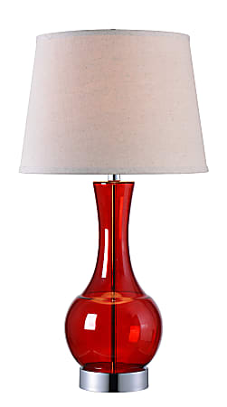 Kenroy Home Decanter Table Lamp, 29"H, Cream Shade/Red Base
