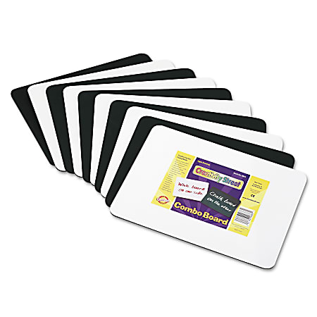 ChenilleKraft® Combo Non-Magnetic Melamine Dry-Erase Whiteboard/Chalk Boards, 12" x 9", Black/White, Pack Of 10