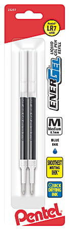 Pentel EnerGel Pen Refills, Medium Point, 0.7 mm, Blue Ink, Pack Of 2