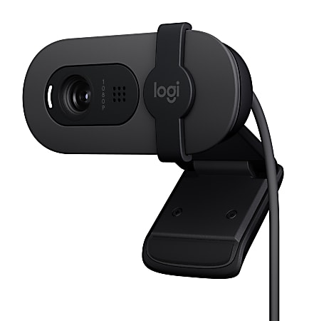 Logitech® Brio 100 2.0-Megapixel Webcam, 1.26"H x 2.87"W x 2.62"D, Graphite, 960-001580