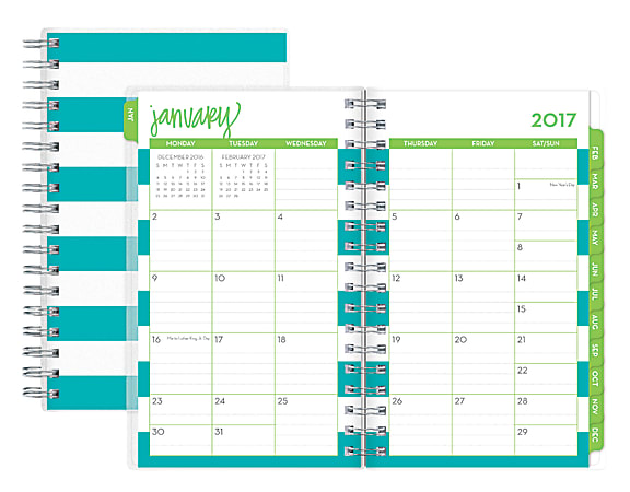 Dabney Lee For Blue Sky™ Planner, Weekly/Monthly, , 50% Recycled, Cabana, January to December 2017