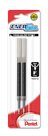 Pentel EnerGel Pen Refills, Fine Point, 0.5mm, Black Ink, Pack Of 2