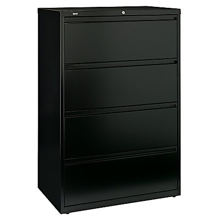 Bush Business Furniture Synchronize 1000 36"W Lateral 4-Drawer File Cabinet, Metal, Satin Black, Standard Delivery
