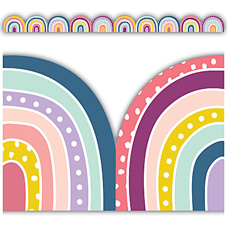 Teacher Created Resources Decorative Accents, Die-Cut, 2-3/4" x 35", Oh Happy Day Rainbows Trim, Pack Of 12 Accents