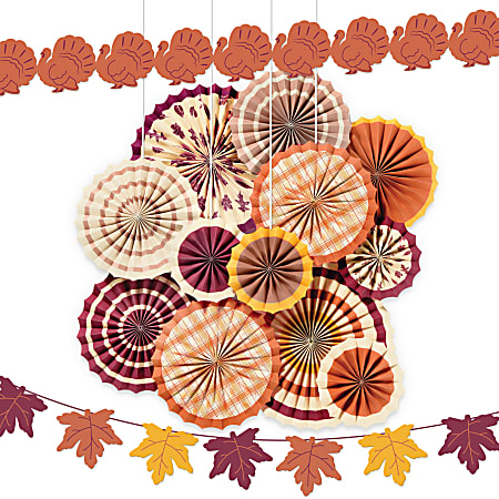 Amscan Thanksgiving Paper Fan Room Decorating Kit, Multicolor