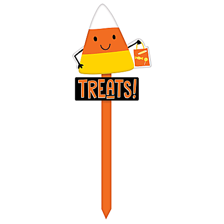 Amscan Candy Corn Treats Yard Stakes, 33" x 12", Orange, Pack Of 2 Stakes