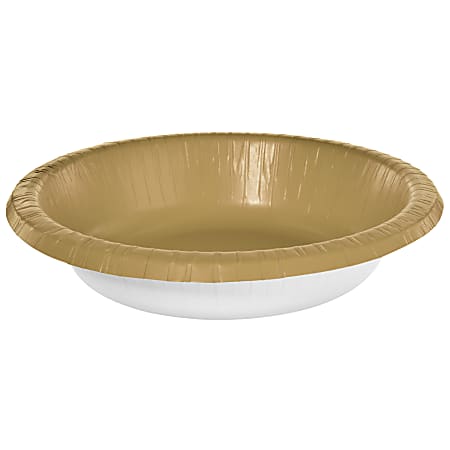 Amscan Paper Bowls, 20 Oz, Gold, 20 Bowls Per Box, Case Of 5 Boxes