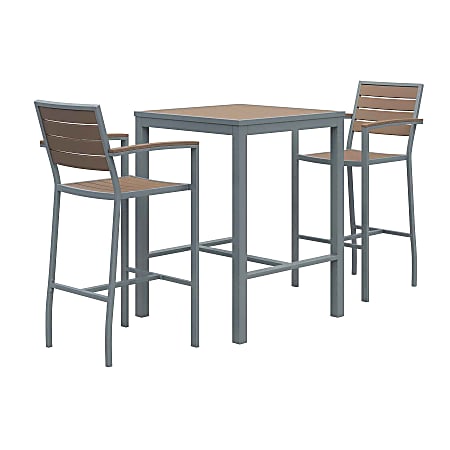 KFI Studios Eveleen 3-Piece Outdoor Patio Set, 33-13/16”H x 35”W x 35”D, White/Gray