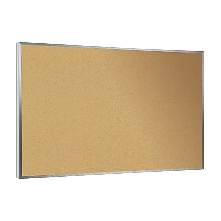 Ghent 3-Door Enclosed Cork Bulletin Board With Concealed Lighting, Natural, 36" x 72", Satin Aluminum Frame