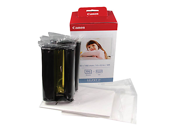 Canon® KP-108IN Cyan, Magenta, Yellow Ink Cartridge And Photo Paper, Pack Of 3, 3115B001