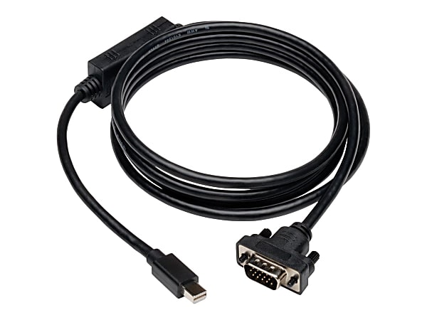 Tripp Lite 10ft Mini DisplayPort to VGA Adapter Active Converter mDP to VGA 1920 x 1200 DPort 1.2 M/M - 10ft - 1 x HD-15 Male VGA - 1 x Mini DisplayPort Male Digital Video - Gold-plated Contacts, Nickel Plated - Shielding - Black