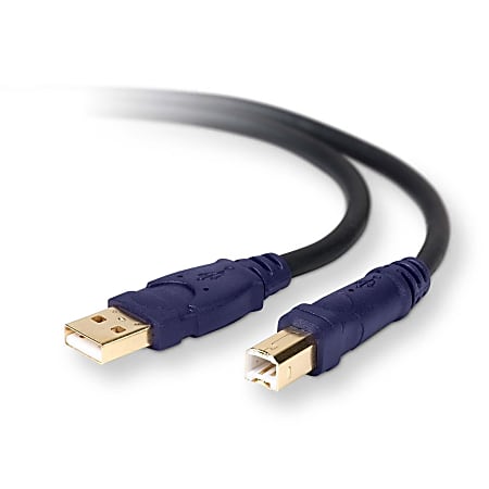 Belkin® Gold Series USB 2.0 Device Cable, A/B, 6', Black